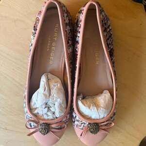 Kurt Geiger London Esme Pink Tweed Embellished Ballerina Flats Size 38